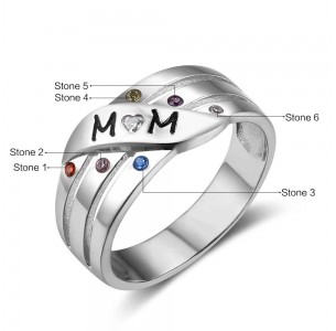 Birthstone Ring, Sterling Silver Personalized Engravable Ring JEWJORI102740